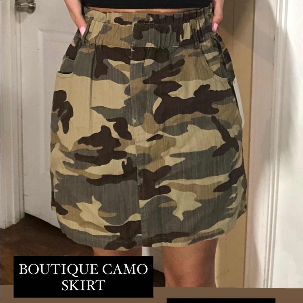 Boutique Camo Denim Skirt